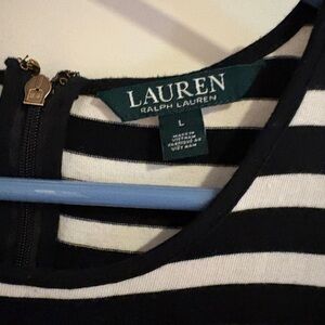 Lauren Ralph Lauren Black and White Striped Top with Zip